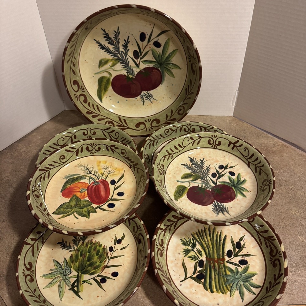 Certified International Garden Harvest Pasta Bowl Set Geoffrey Allen 7pc